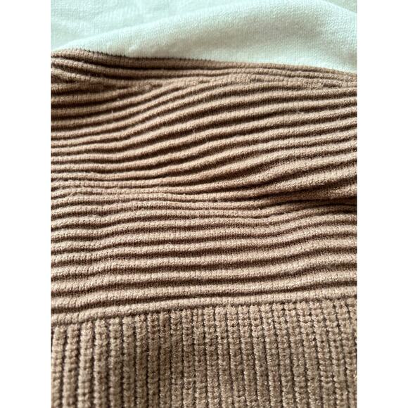 Rafaella ribbed mock neck tunic sweater pullover Cream & Brown women's sz S/P/CH - Picture 2 of 6